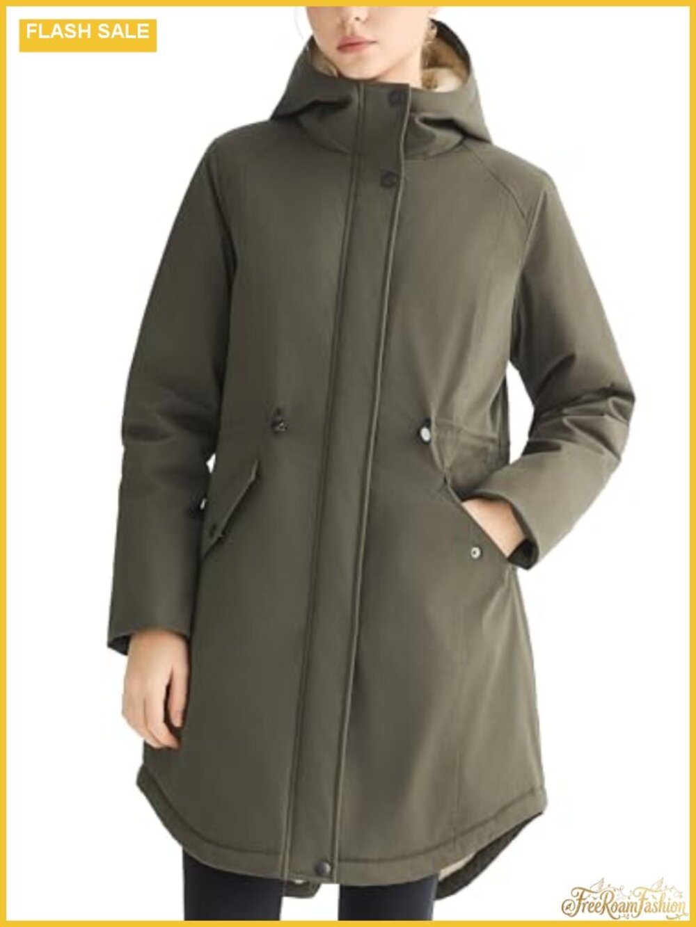 Fleece Lined Puffer Jacket Hooded Winter Coat Waterproof Parka